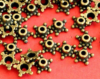 Lead Free 48pcs Antique Bronze Flower Bead Caps MLF0662Y-NF