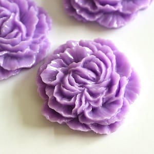 Sale 4pcs Purple Big Peony Flower Cabochons 31mm