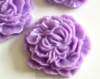 Sale 10pcs Purple Big Peony Flower Cabochons 31mm