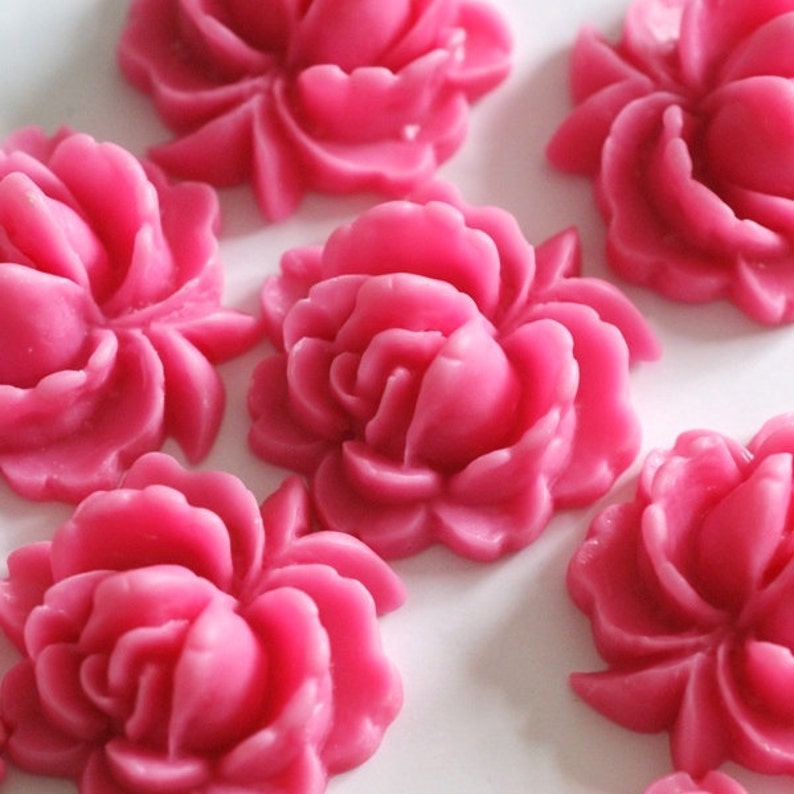 Sale 6pcs Hotpink Flower Cabochons RESI-A926