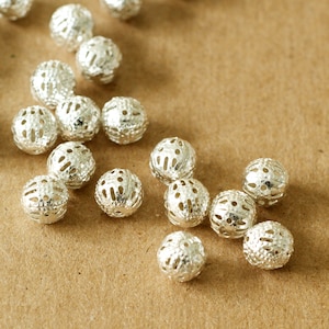Sale 25pcs 8mm Silver Filigree Beads A041-S