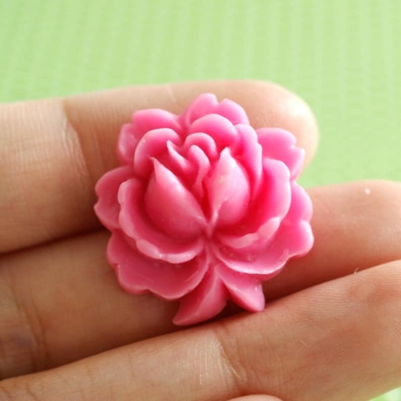 Sale 6pcs Hotpink Flower Cabochons RESI-A926