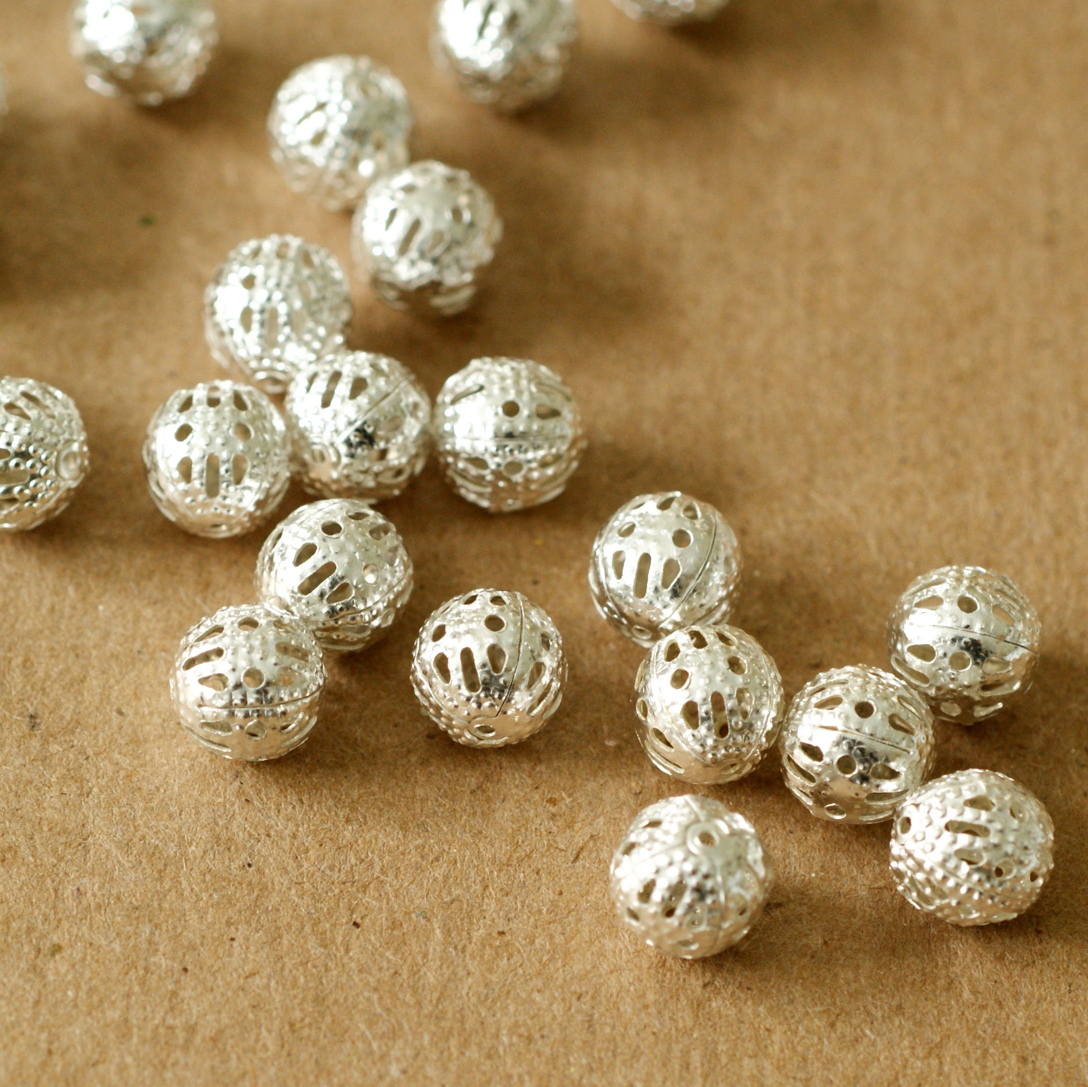 Sale 50pcs 8mm Silver Filigree Beads A041S Etsy