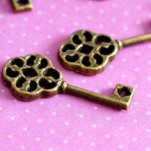 Clearance Lead Free 20pcs Antique Bronze Key Charms MLF0537Y-NF
