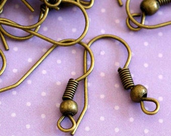 Nickel Free 100pcs Antique Bronze Ear wire Hooks E135-NFAB