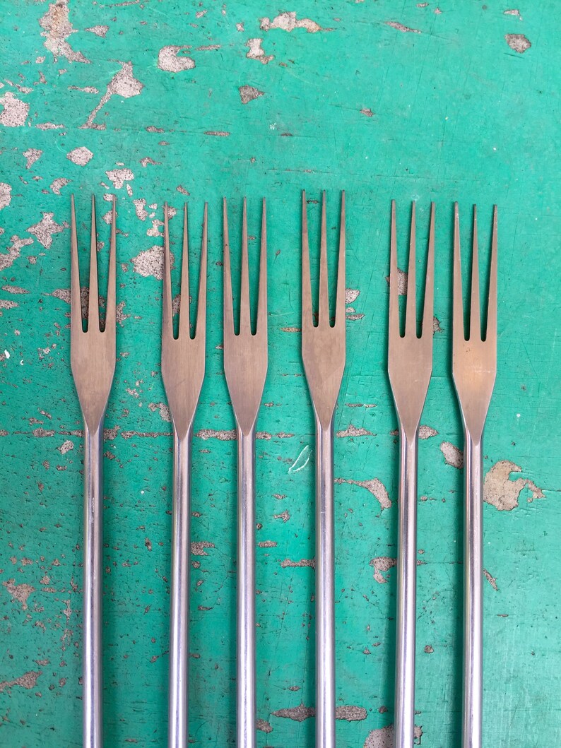 Swissmart of Switzerland Set of 6 Fondue Forks Skewers with Black Handles Made by Wenger