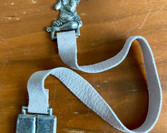 Metal Angel & Bible Bookmark with Soft Leather Strap 1993