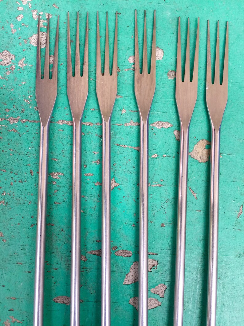 Swissmart of Switzerland Set of 6 Fondue Forks Skewers with Black Handles Made by Wenger