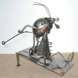 Skier / Skiing Egghead Metal Sculpture Penholder & Cardholder