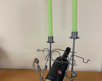 His & Her Wine Stand and Candleholder