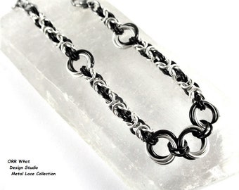 Silver Chain Link Women/'s Stainless Steel Byzantine Chainmaille Jewelry Graduated Tapered Spike Chains Chainmail Casual or Dress Fashion