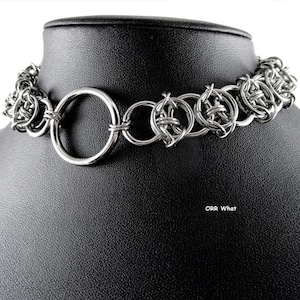 Barbed Wire O-ring Choker Chain Maille Links Necklace Stainless Steel Unisex Jewelry Chainmail Spike Unique Gift Valentine's Day ORR What