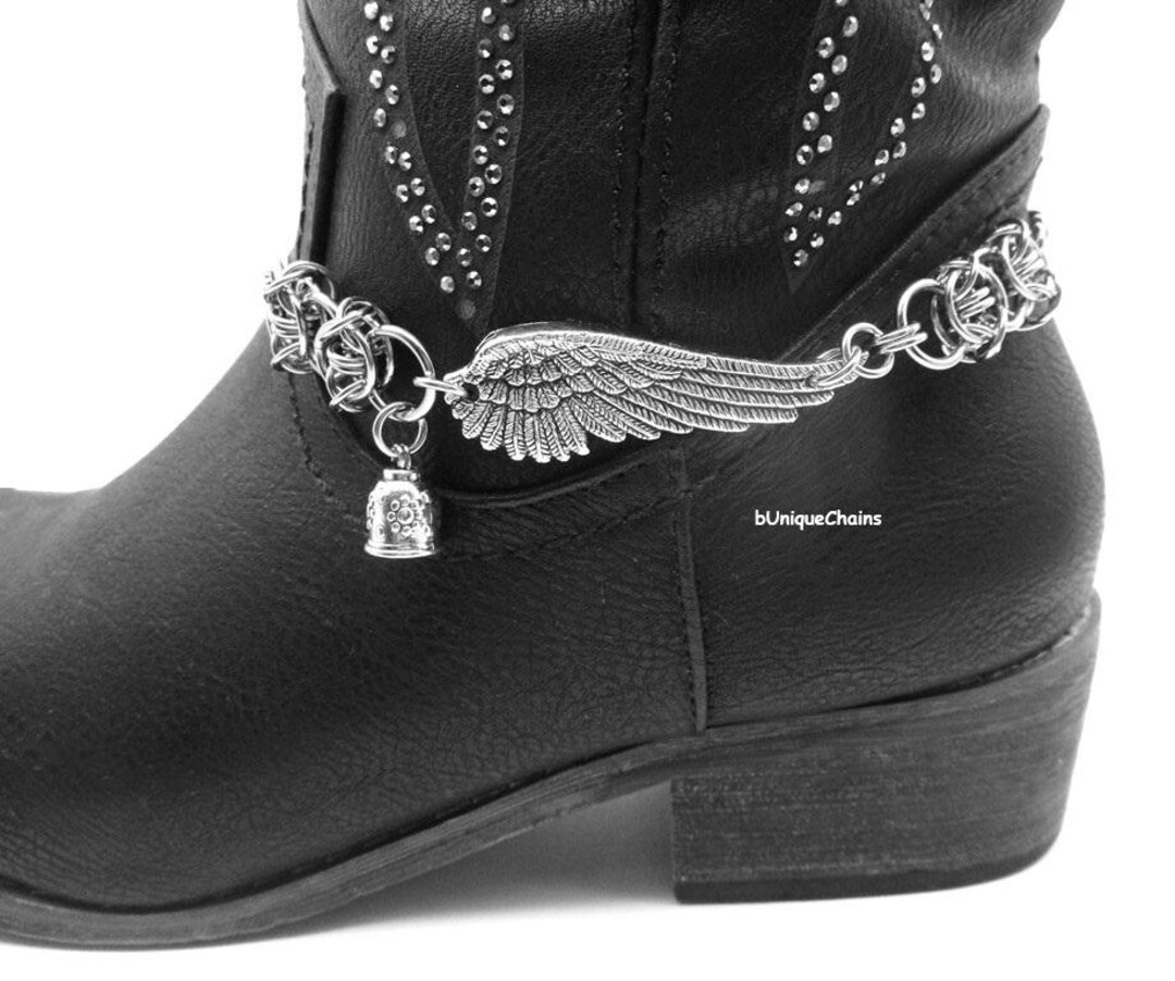 Barbed Wire Angel Wing Riding Bell BOOT O Ring Chain Link Chainmail ...