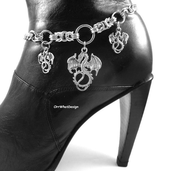 Dragons Three BOOT Bracelet Chain Link Add Byzantine Tail of Dragon Accessory Legend Mythical Creature Strength Wisdom Cosplay OrrWhatDesign