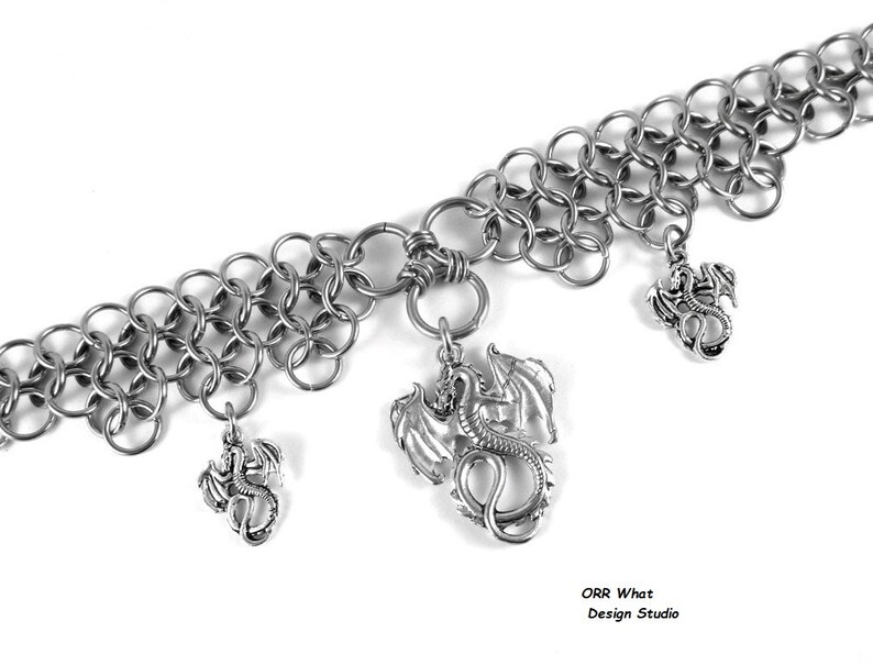 Dragon Chain Mail Boot Bracelet Bling Stainless Steel Jewelry Fantasy Slayer Creature Khaleesi Mother Fly Wings Thrones Chains Accessory