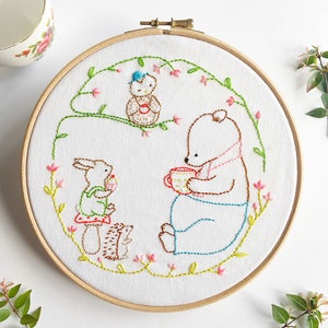 Friendship Embroidery Pattern Friendship Circle Woodland Family Embroidery PDF Pattern image 1