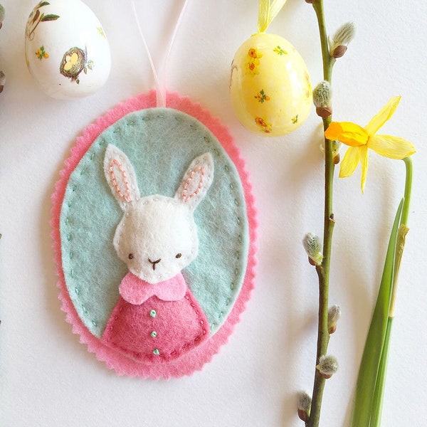 Easter Bunny Ornament Pattern - Felt PDF Pattern - Rabbit's Favourite Outfit
