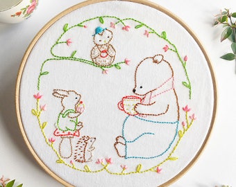 Friendship Embroidery Pattern - Friendship Circle - Woodland Family Embroidery PDF Pattern