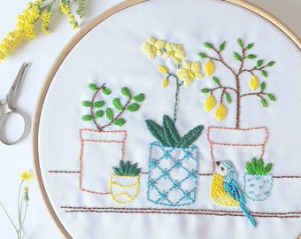 House Plant Dreams - Hand Embroidery Pattern - Embroidery PDF Pattern - Succulent Embroidery Pattern