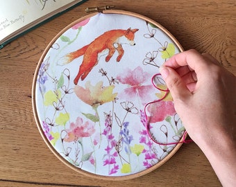 JOY Embroidery Kit, Fox & Wildflower Embroidery Kit