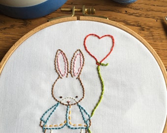 Some Bunny Loves You - Hand Embroidery Rabbit Pattern, Digital PDF Pattern