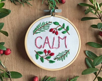 3 Word Embroidery Kits, Family Friends Calm, Seasonal Stitching Projects