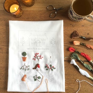Winter Cottage Garden Embroidery Sampler Kit image 5