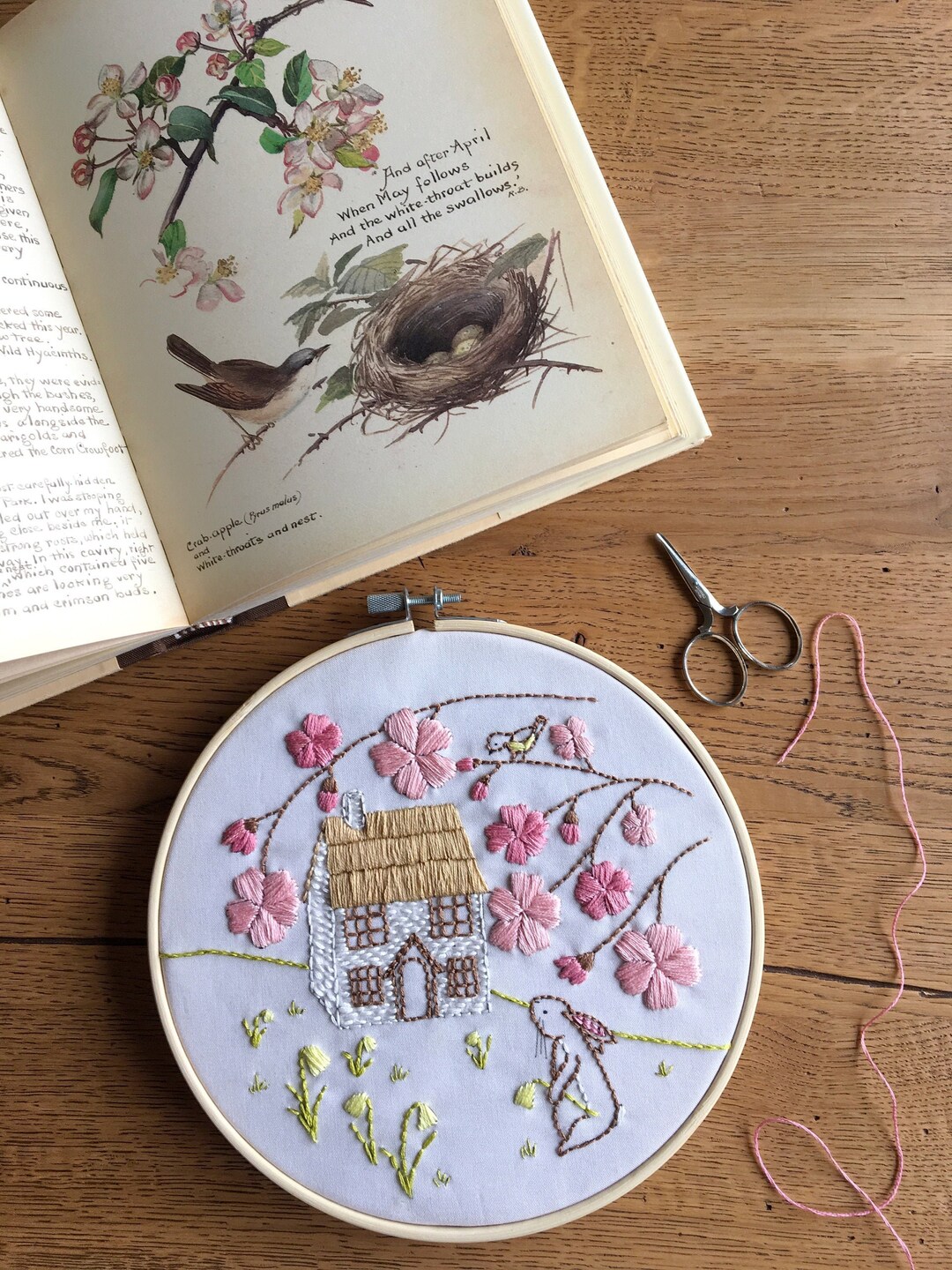 Cottage Home Embroidery Kit Beginner Hand Embroidery Kit Daffodil