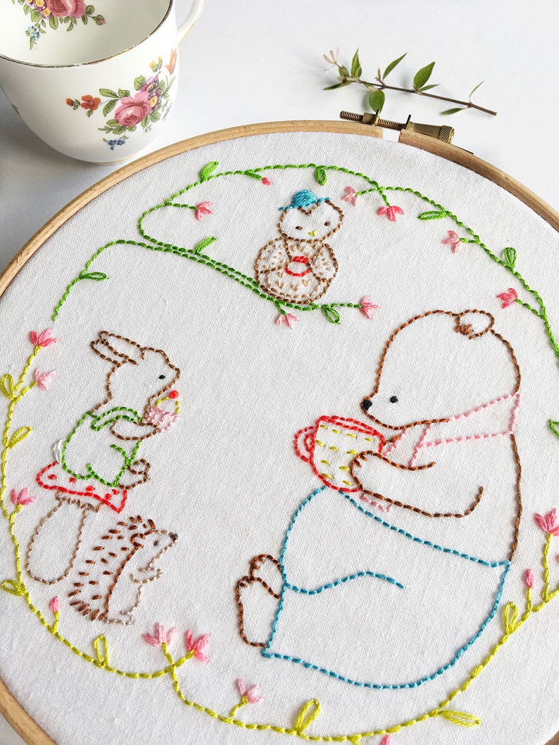 Friendship Embroidery Pattern Friendship Circle Woodland Family Embroidery PDF Pattern image 2