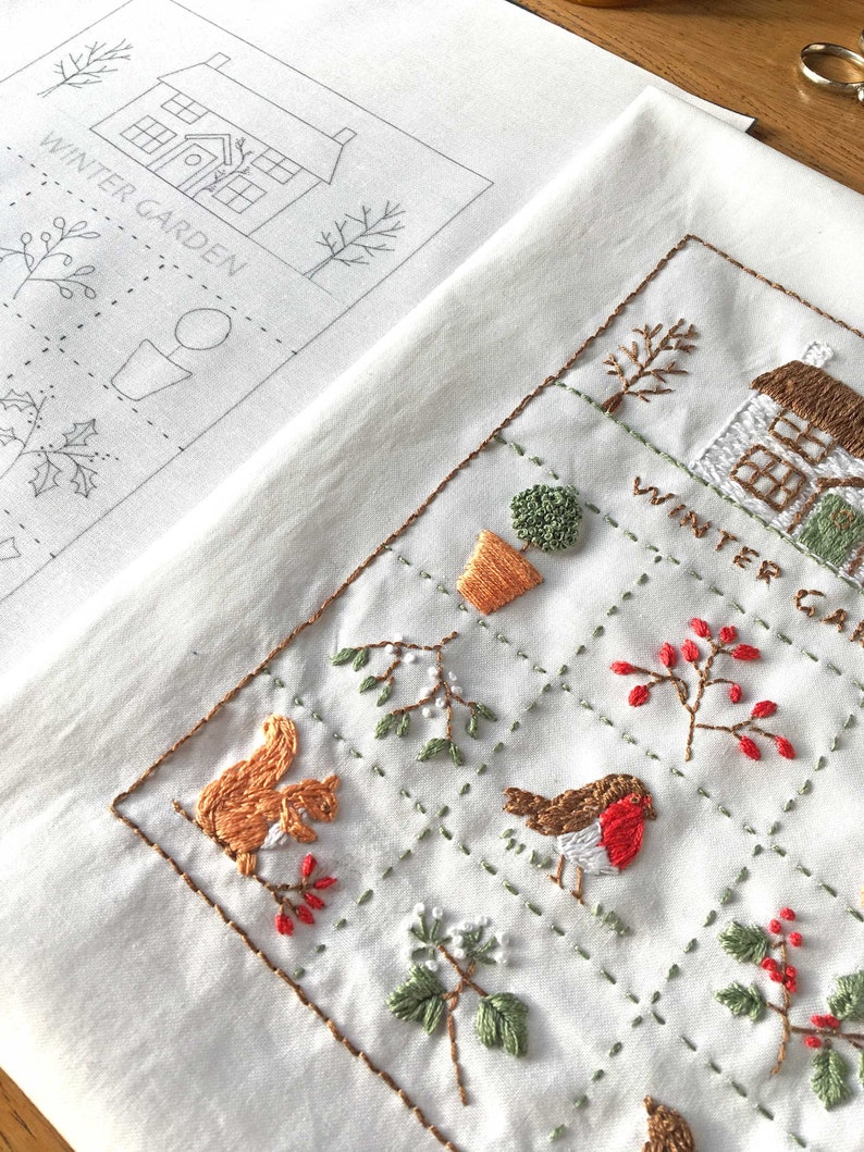 Winter Cottage Garden Embroidery Sampler Kit image 7