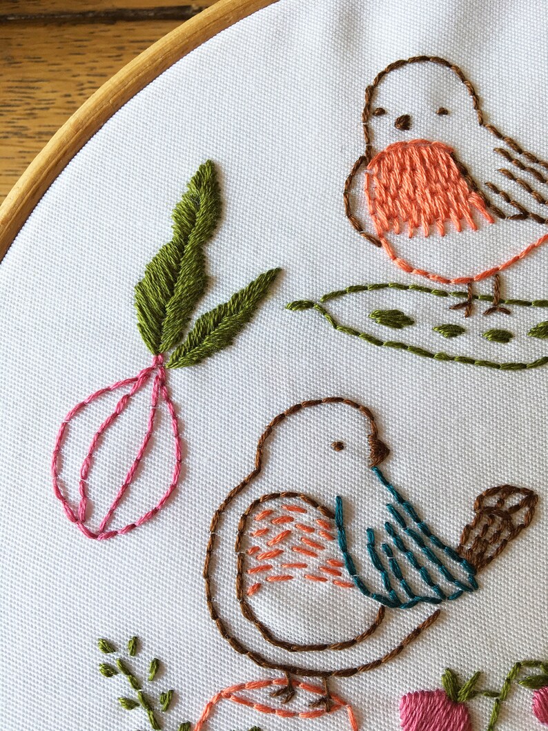 Bird Embroidery Pattern PDF Garden Embroidery Pattern My Vegetable Patch image 6