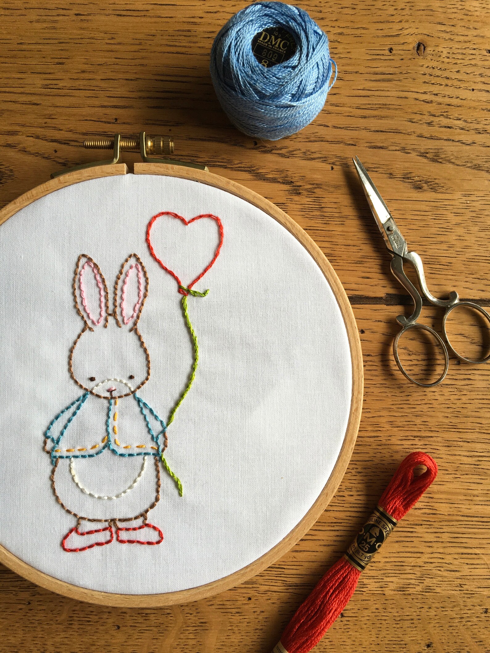 Hand Embroidery Pattern Some Bunny Loves You Rabbit Etsy