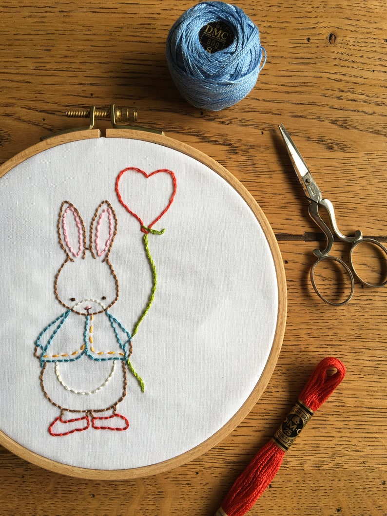 Hand embroidery sybju some bunny loves you rabbit  etsy