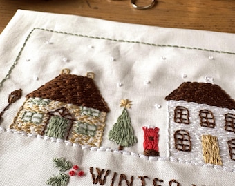 Winter Village Embroidery Sampler Kit - Cottagecore Christmas Kit