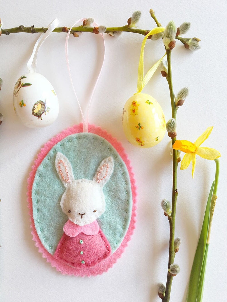 Easter Bunny Ornament Pattern Felt PDF Pattern Rabbit's Favourite Outfit image 1