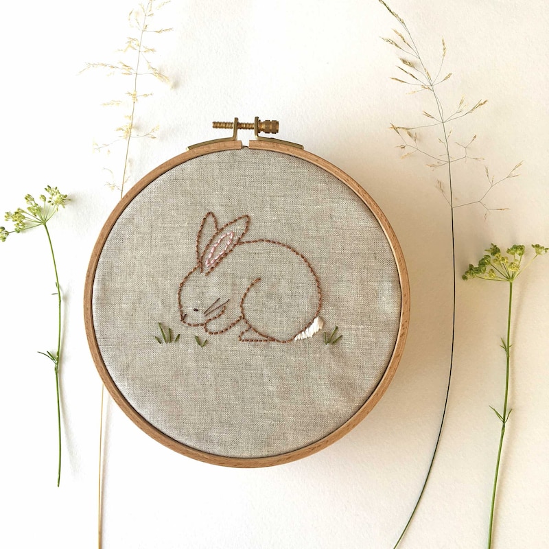Rabbit Embroidery - Etsy