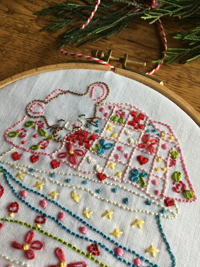 Sweet Dreams PDF Embroidery Pattern of Mouse under his quilt image 5