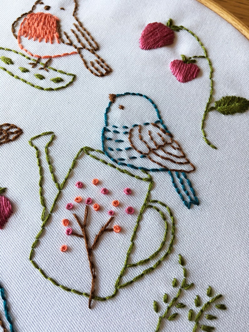 Bird Embroidery Pattern PDF Garden Embroidery Pattern My Vegetable Patch image 2