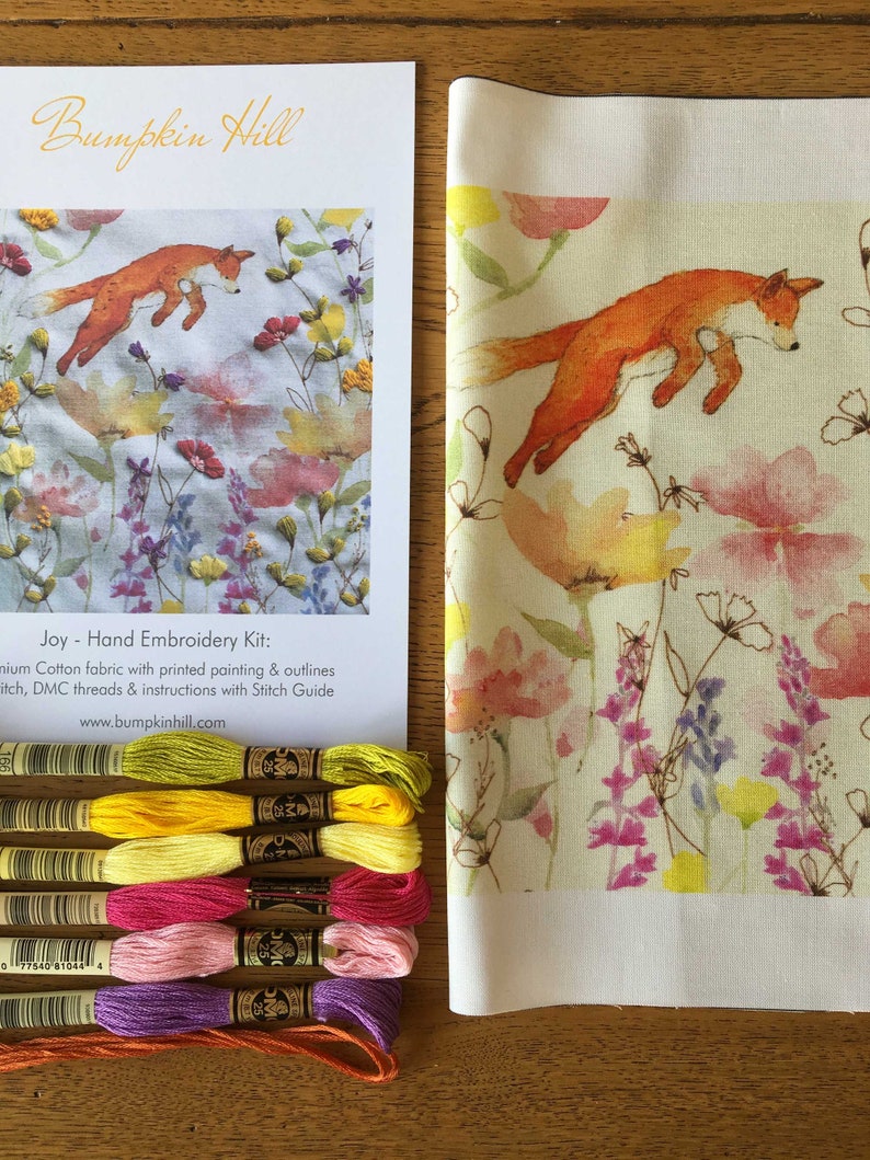 JOY Embroidery Kit, Fox & Wildflower Embroidery Kit image 5