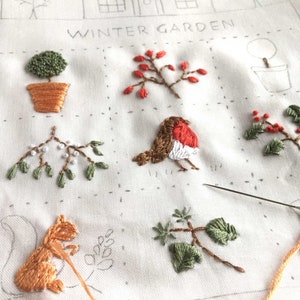 Winter Cottage Garden Embroidery Sampler Kit image 4