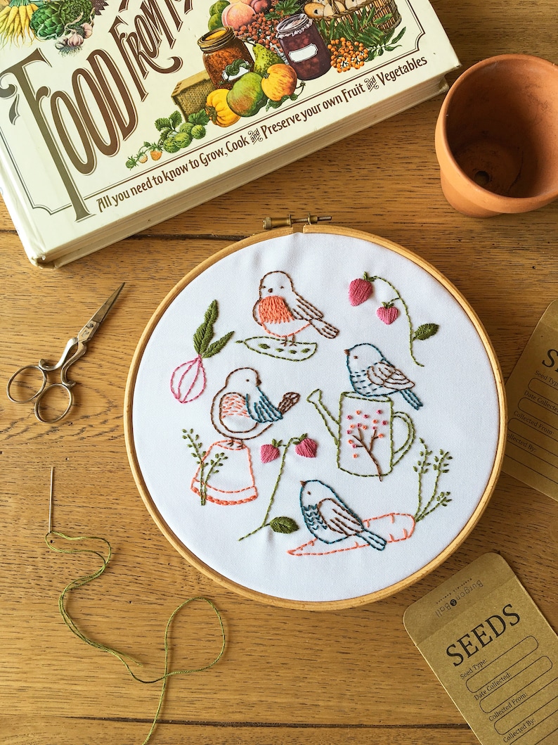 Bird Embroidery Pattern PDF Garden Embroidery Pattern My Vegetable Patch image 7