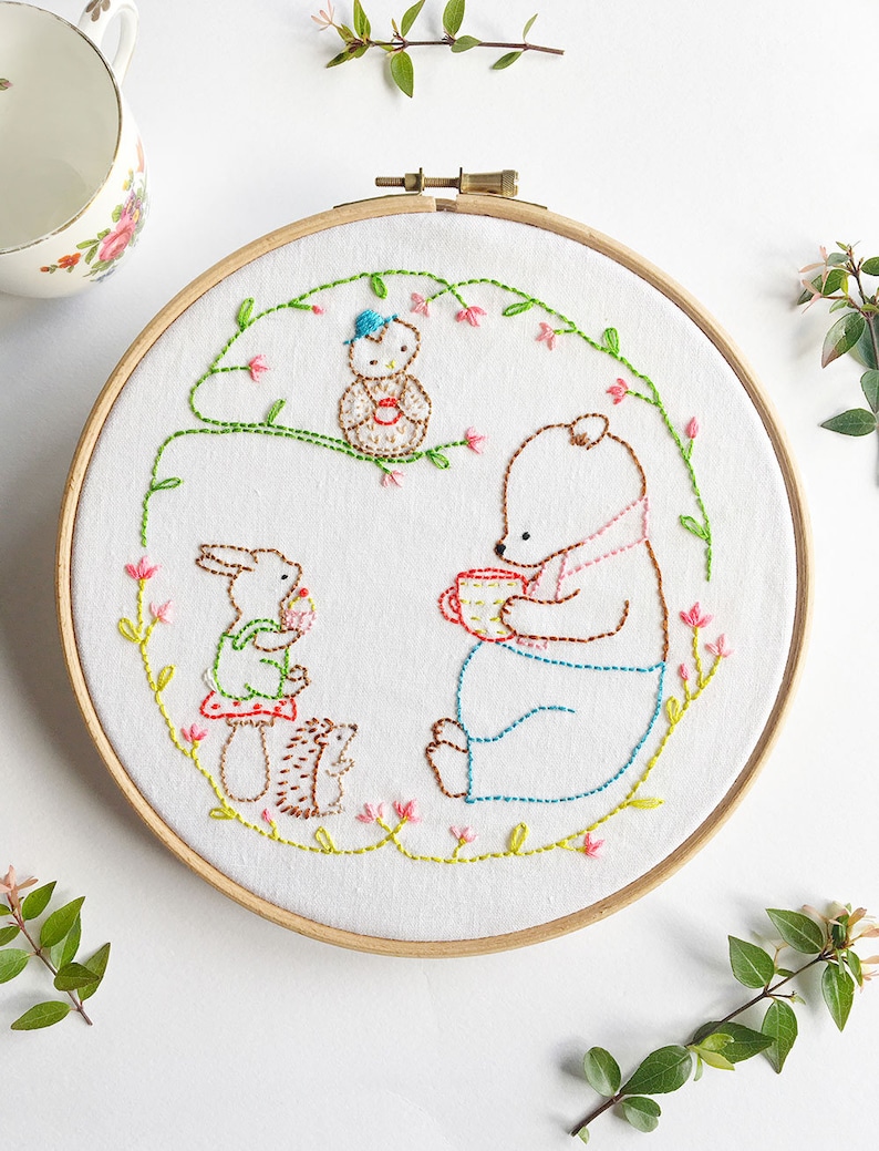 Friendship Embroidery Pattern Friendship Circle Woodland Family Embroidery PDF Pattern image 1