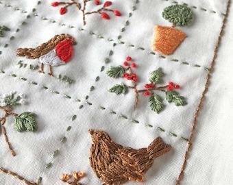 Winter Cottage Garden Embroidery Sampler Kit