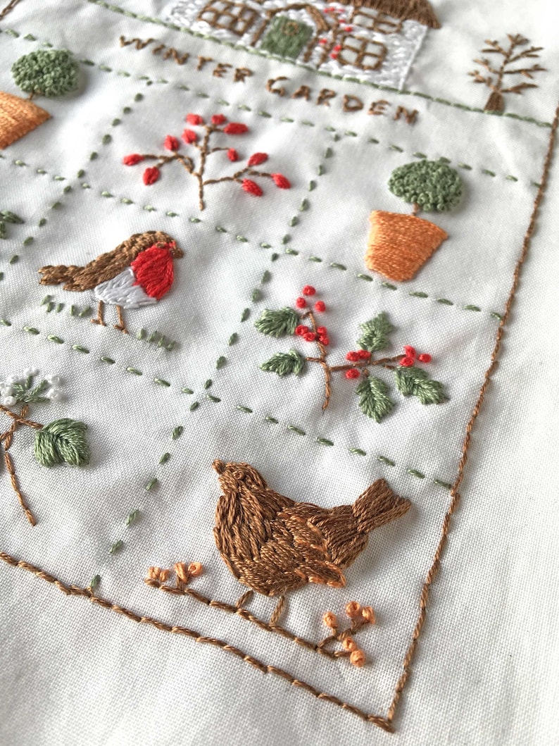 Winter Cottage Garden Embroidery Sampler Kit image 10