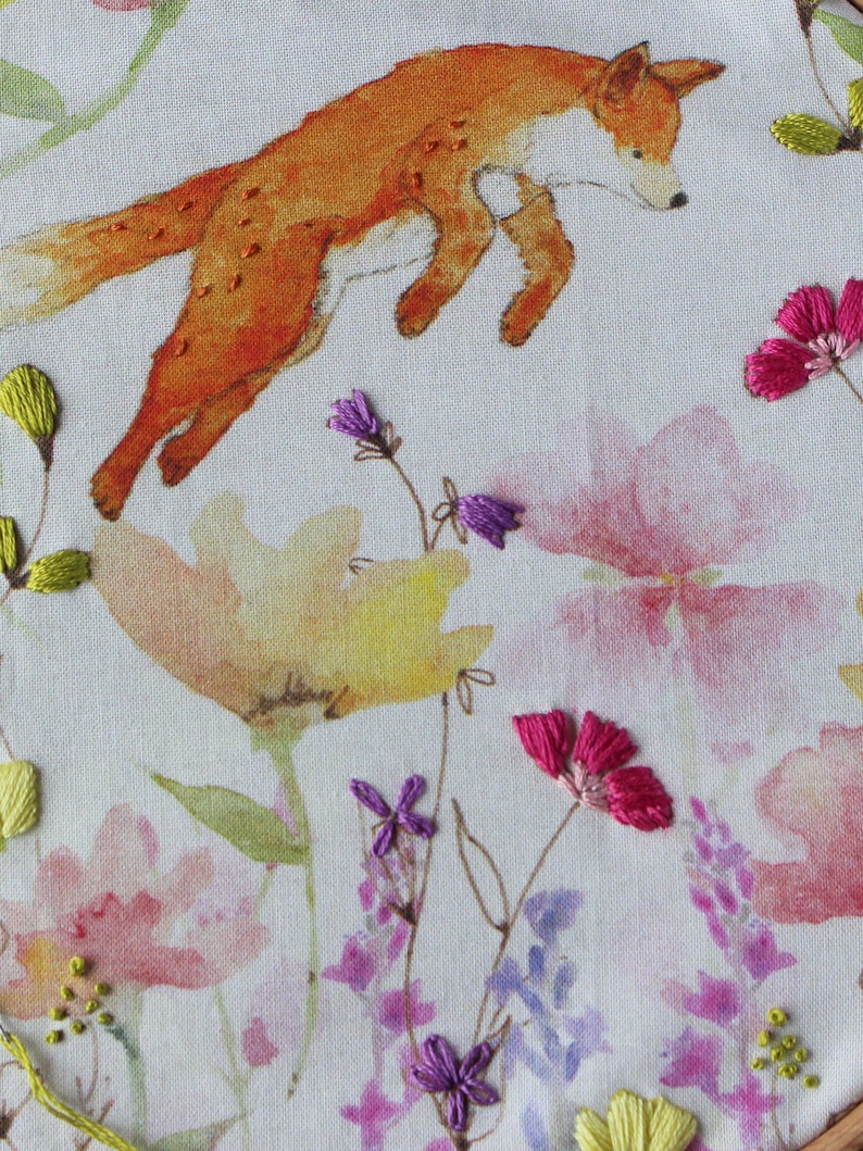 JOY Embroidery Kit, Fox & Wildflower Embroidery Kit image 2