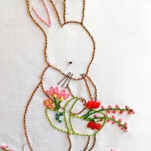 Bunny Embroidery Pattern, Over the Garden Gate, Rabbit Floral Embroidery Design PDF DIY Pattern image 2