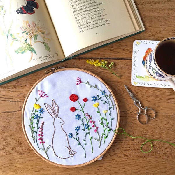 Embroidery Kit Wildflower and Hare, My Happy Place