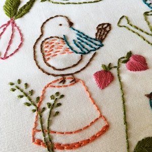 Bird Embroidery Pattern PDF Garden Embroidery Pattern My Vegetable Patch image 3