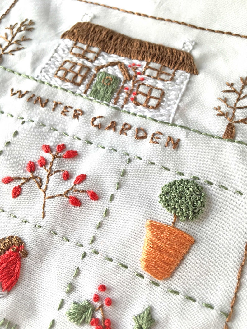 Winter Cottage Garden Embroidery Sampler Kit image 2