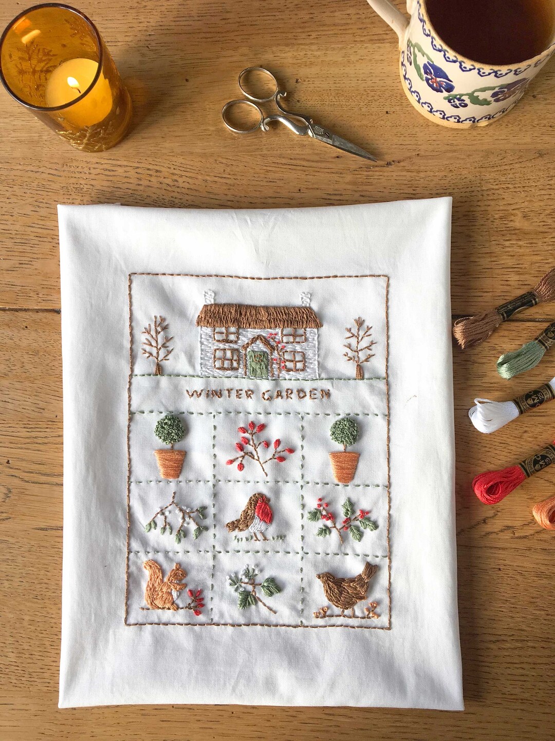 Winter Cottage Garden Embroidery Sampler Kit Etsy